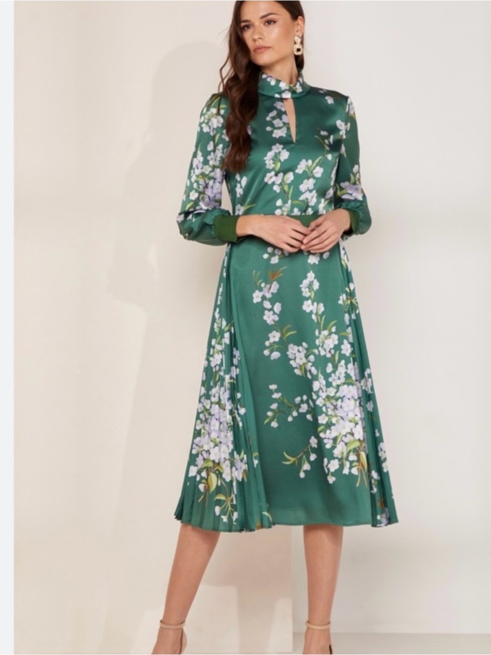 Ted Baker London Emerald Green Floral Midi Dress